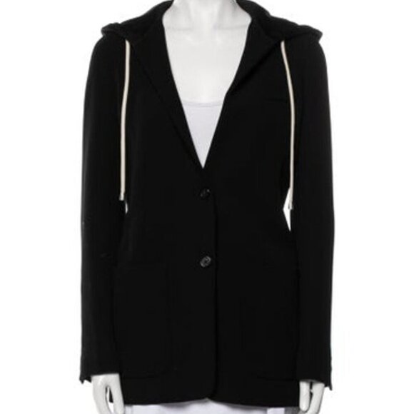 Helmut Lang Hooded Blazer- Navy Blue Size 0 - Picture 1 of 5